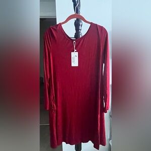 Vograce Red Long Sleeve Short Dress